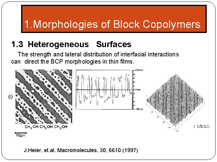 1. Morphologies of Block Copolymers 1. 3 Heterogeneous Surfaces The strength and lateral distribution