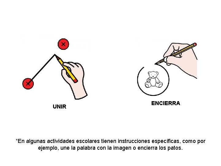 UNIR ENCIERRA *En algunas actividades escolares tienen instrucciones específicas, como por ejemplo, une la