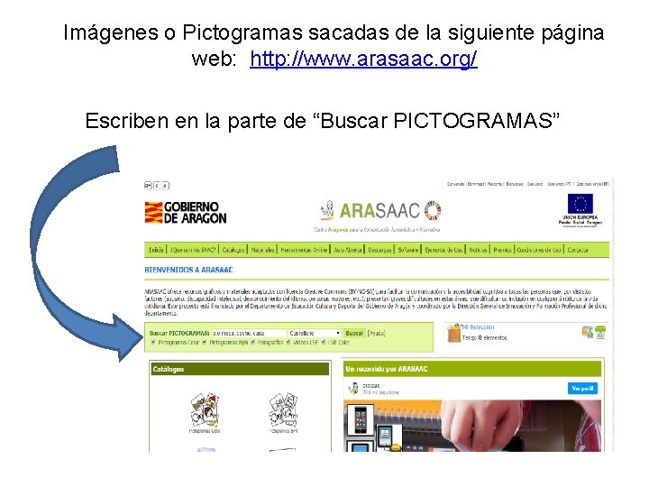 Imágenes o Pictogramas sacadas de la siguiente página web: http: //www. arasaac. org/ Escriben