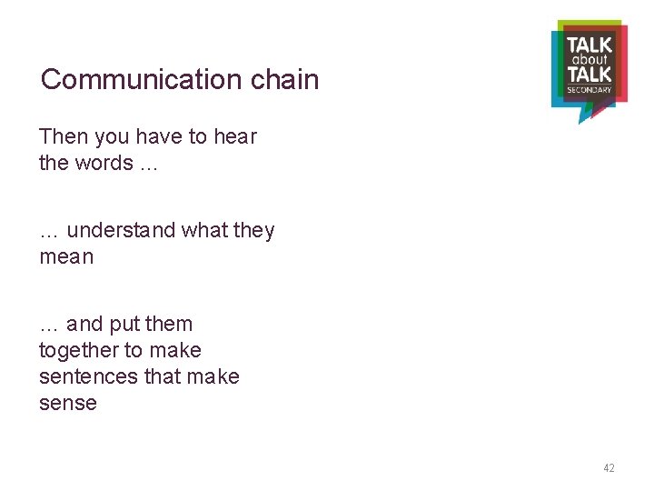 Communication chain Then you have to hear the words … … understand what they