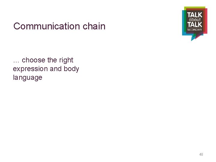 Communication chain … choose the right expression and body language 48 