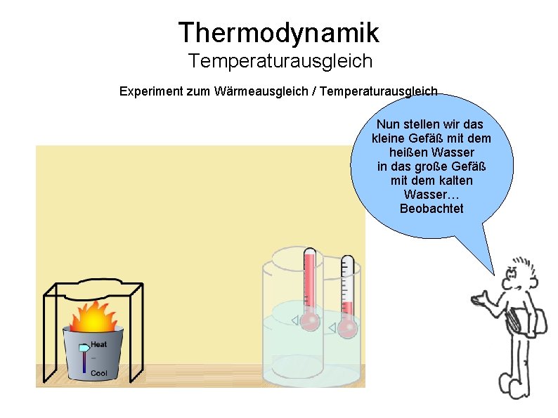 Thermodynamik Temperaturausgleich Experiment zum Wärmeausgleich / Temperaturausgleich Nun stellen wir das kleine Gefäß mit