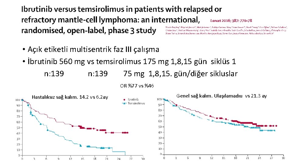  • Açık etiketli multisentrik faz III çalışma • İbrutinib 560 mg vs temsirolimus