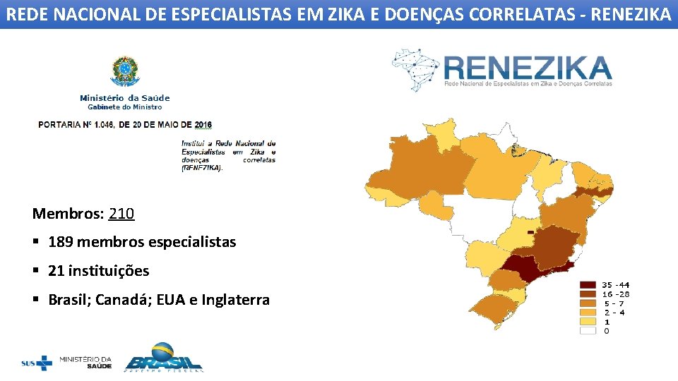 REDE NACIONAL DE ESPECIALISTAS EM ZIKA E DOENÇAS CORRELATAS - RENEZIKA Membros: 210 §