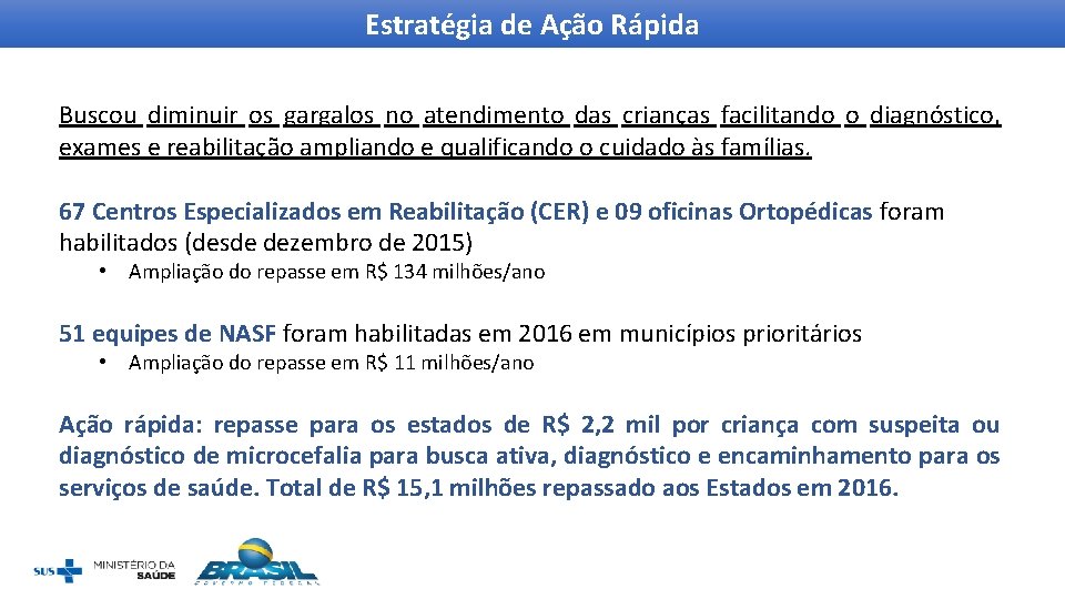 Estratégia de Ação Rápida Buscou diminuir os gargalos no atendimento das crianças facilitando o