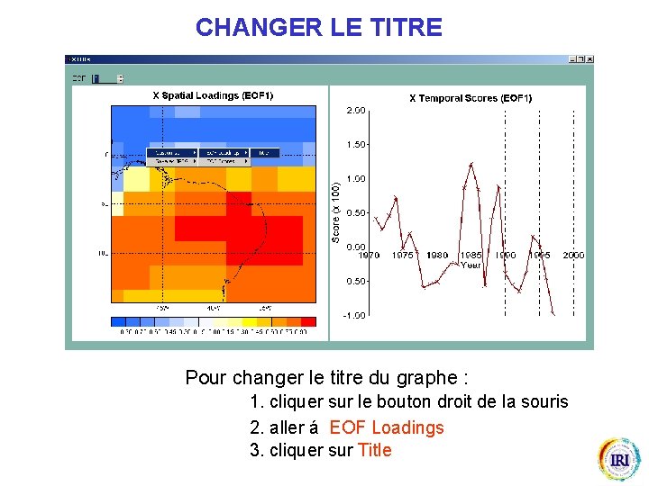 CHANGER LE TITRE Pour changer le titre du graphe : 1. cliquer sur le