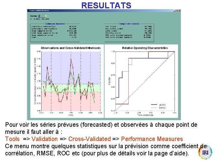 RESULTATS Pour voir les séries prévues (forecasted) et observées à chaque point de mesure