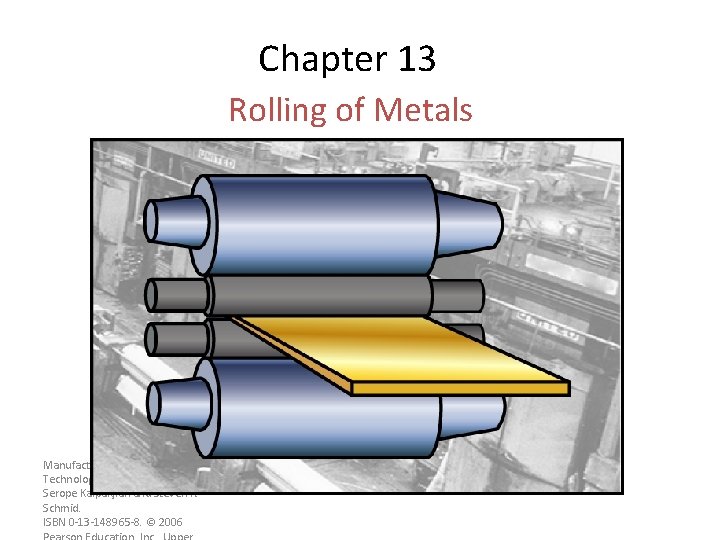 Chapter 13 Rolling of Metals Manufacturing, Engineering & Technology, Fifth Edition, by Serope Kalpakjian
