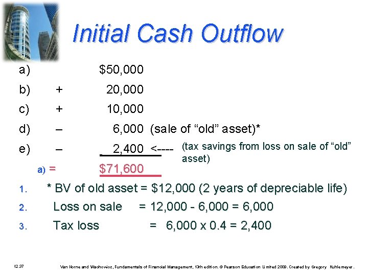 Initial Cash Outflow a) $50, 000 b) + 20, 000 c) + 10, 000