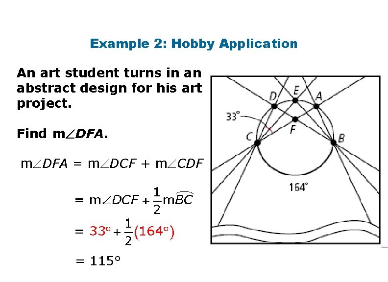 Example 2: Hobby Application An art student turns in an abstract design for his