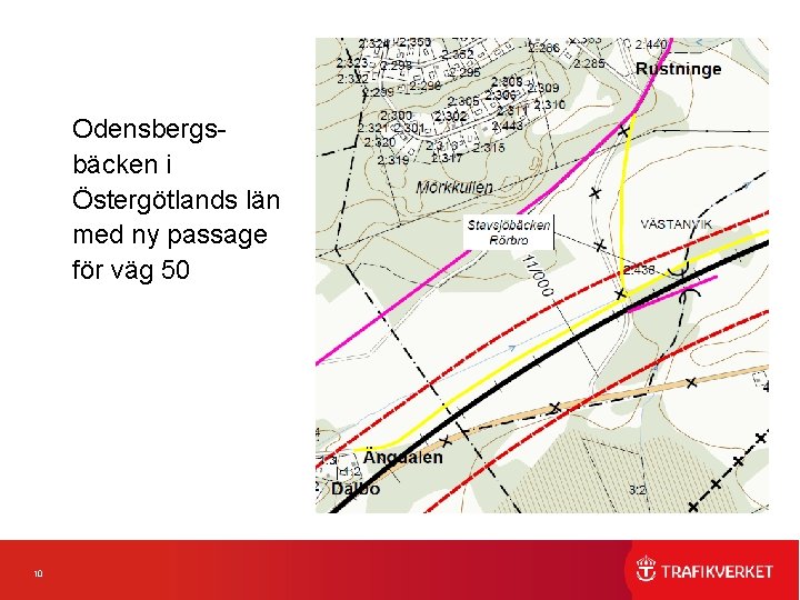 Odensbergsbäcken i Östergötlands län med ny passage för väg 50 10 