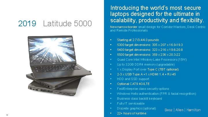 2019 Latitude 5000 41 Introducing the world’s most secure laptops designed for the ultimate