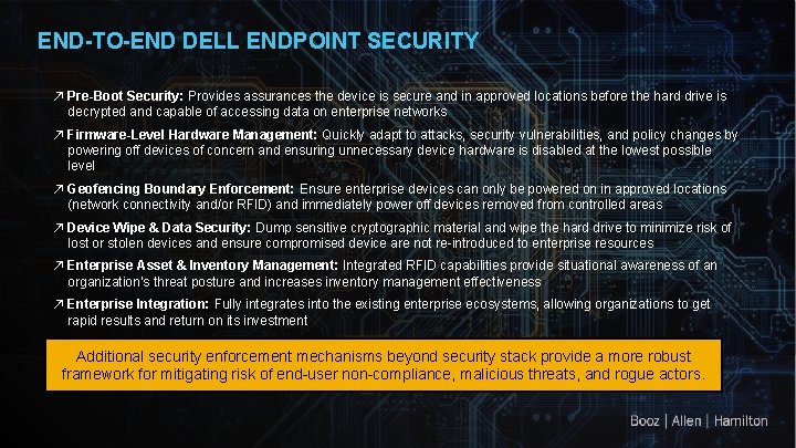 END-TO-END DELL ENDPOINT SECURITY ↗ Pre-Boot Security: Provides assurances the device is secure and