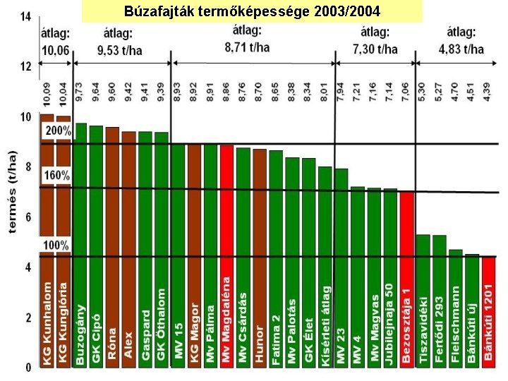 Búzafajták termőképessége 2003/2004 