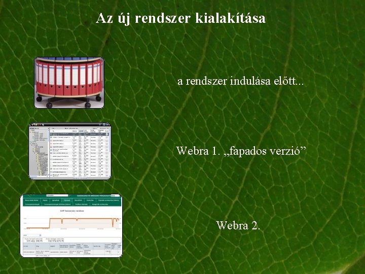 Az új rendszer kialakítása a rendszer indulása előtt. . . Webra 1. „fapados verzió”