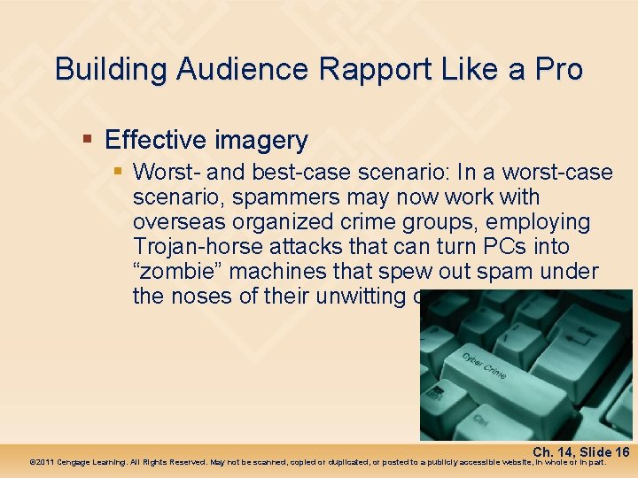 Building Audience Rapport Like a Pro § Effective imagery § Worst- and best-case scenario: