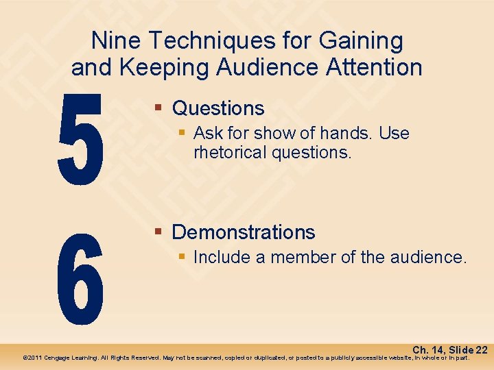 Nine Techniques for Gaining and Keeping Audience Attention § Questions § Ask for show