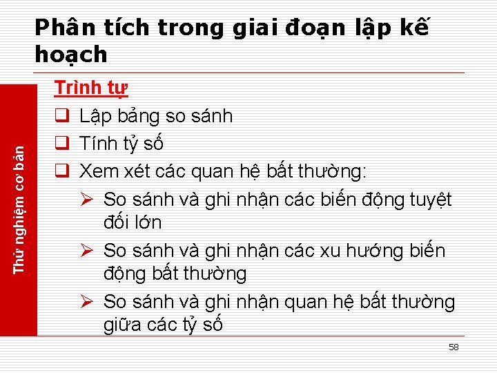 Thử nghiệm cơ bản Phân tích trong giai đoạn lập kế hoạch Trình tự