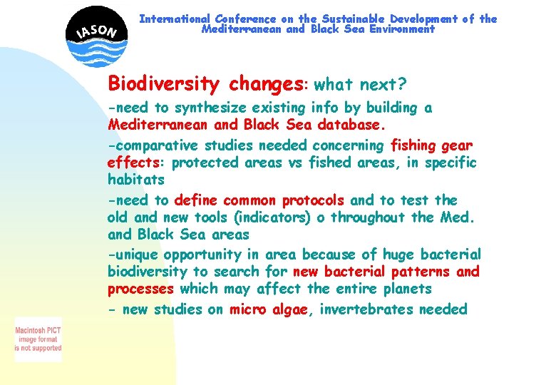 International Conference on the Sustainable Development of the Mediterranean and Black Sea Environment Biodiversity