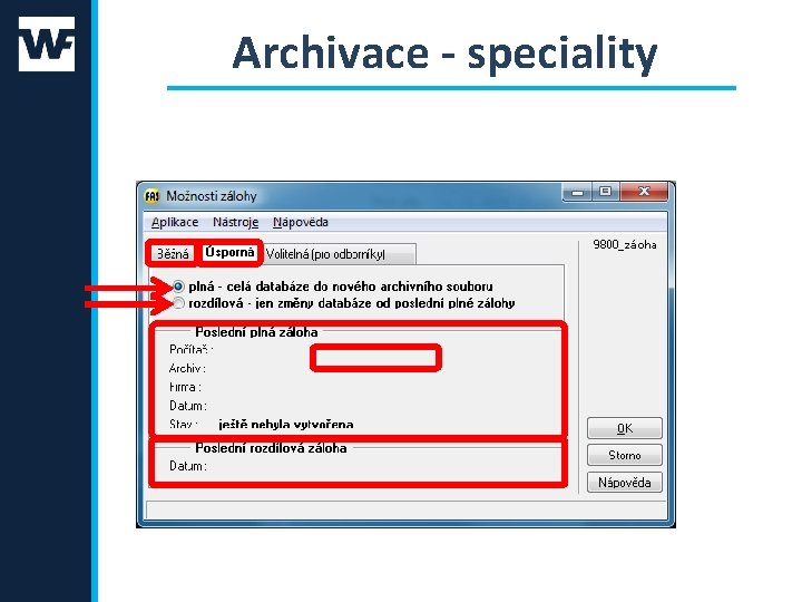 Archivace - speciality 