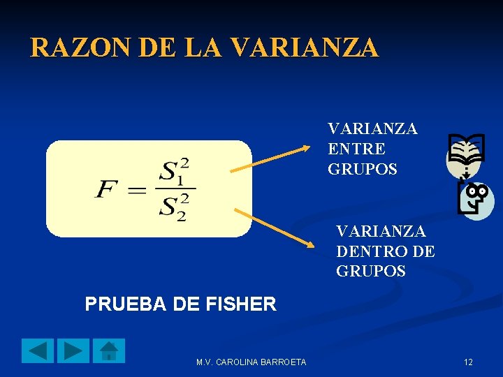 RAZON DE LA VARIANZA ENTRE GRUPOS VARIANZA DENTRO DE GRUPOS PRUEBA DE FISHER M.