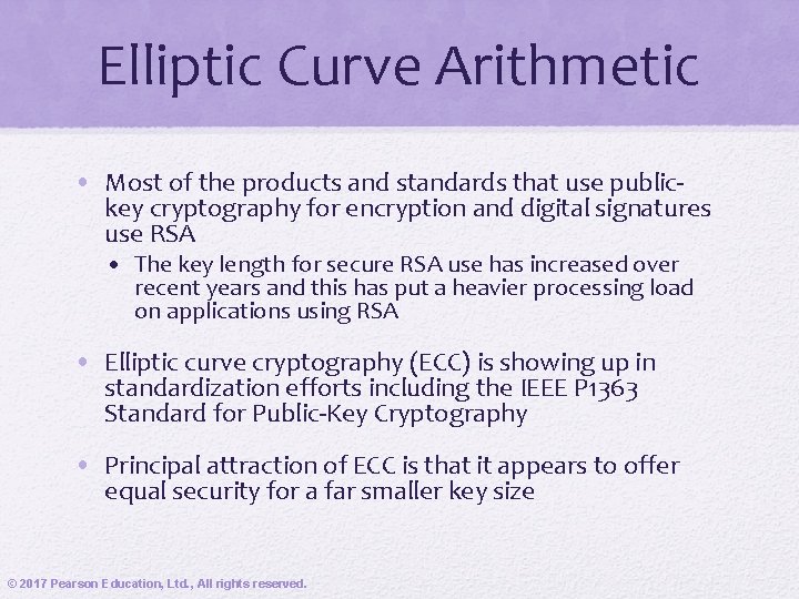 Elliptic Curve Arithmetic • Most of the products and standards that use publickey cryptography Elliptic Curve Arithmetic • Most of the products and standards that use publickey cryptography