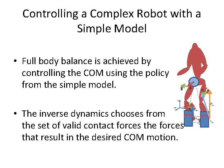 Controlling a Complex Robot with a Simple Model • Full body balance is achieved Controlling a Complex Robot with a Simple Model • Full body balance is achieved