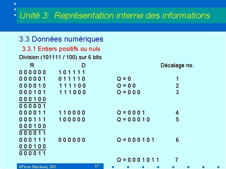 Unité 3: Représentation interne des informations 3. 3 Données numériques 3. 3. 1 Entiers