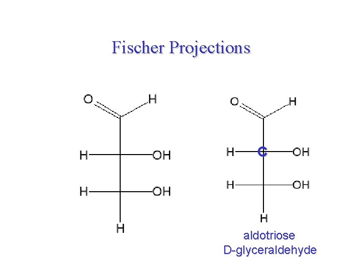 Fischer Projections C aldotriose D-glyceraldehyde 