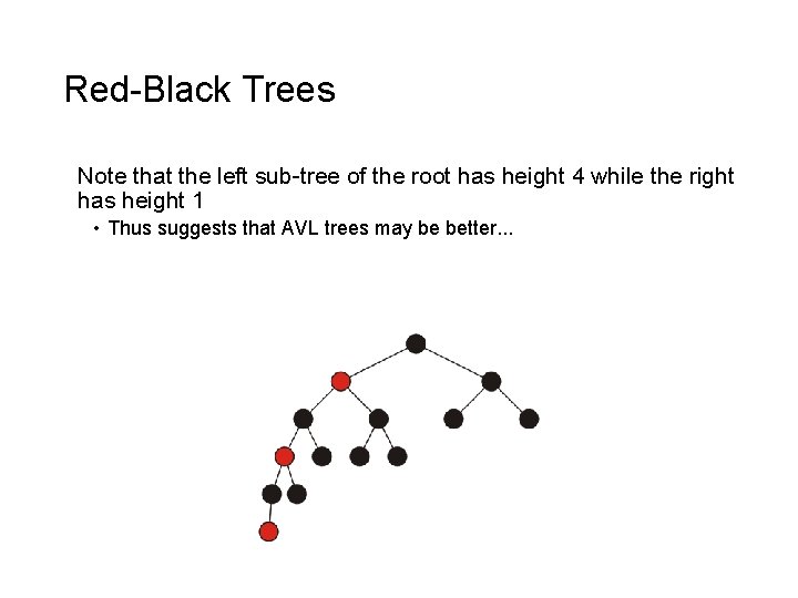 Red-Black Trees Note that the left sub-tree of the root has height 4 while