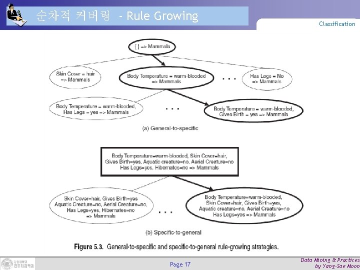 순차적 커버링 - Rule Growing Page 17 Classification Data Mining & Practices by Yang-Sae