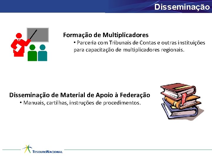 Disseminação Formação de Multiplicadores • Parceria com Tribunais de Contas e outras instituições para