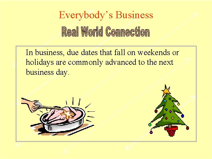 Everybody’s Business In business, due dates that fall on weekends or holidays are commonly