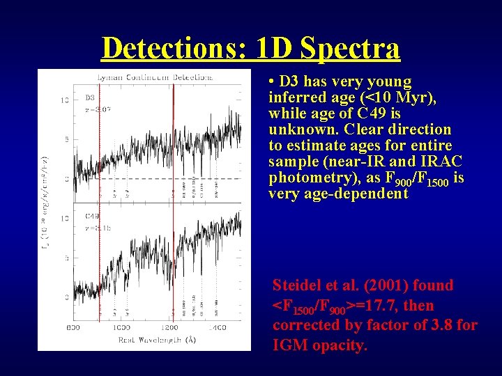 Detections: 1 D Spectra • D 3 has very young inferred age (<10 Myr),