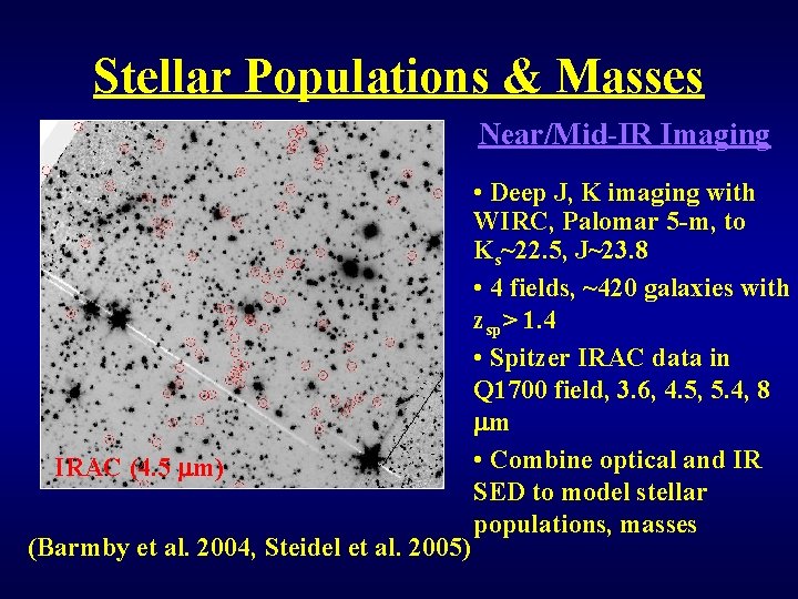 Stellar Populations & Masses Near/Mid-IR Imaging IRAC (4. 5 m) (Barmby et al. 2004,