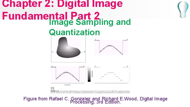 Chapter 2: Digital Image Fundamental Part 2 Image Sampling and Quantization Figure from Rafael