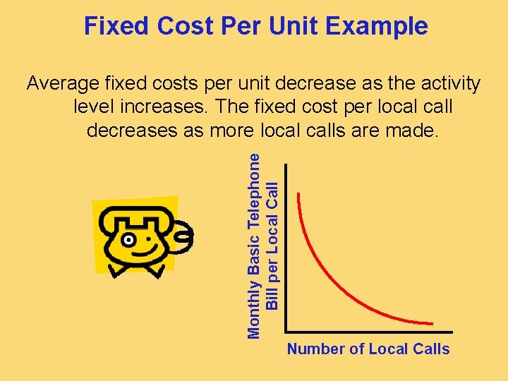 Fixed Cost Per Unit Example Monthly Basic Telephone Bill per Local Call Average fixed