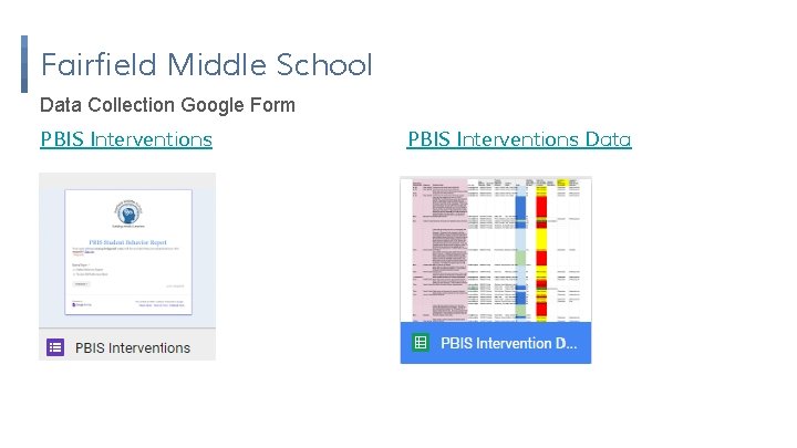 Fairfield Middle School Data Collection Google Form PBIS Interventions Data 