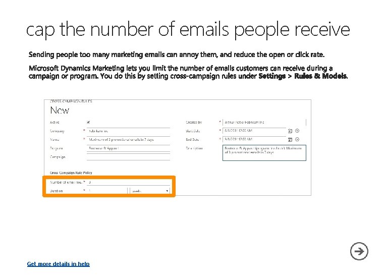 cap the number of emails people receive Get more details in help 