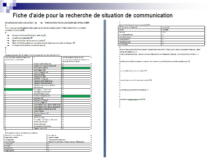 Fiche d’aide pour la recherche de situation de communication 