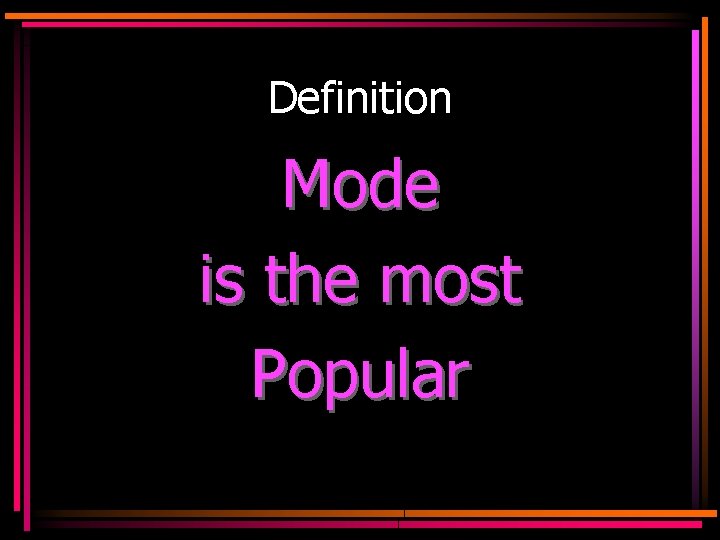 Definition Mode is the most Popular 