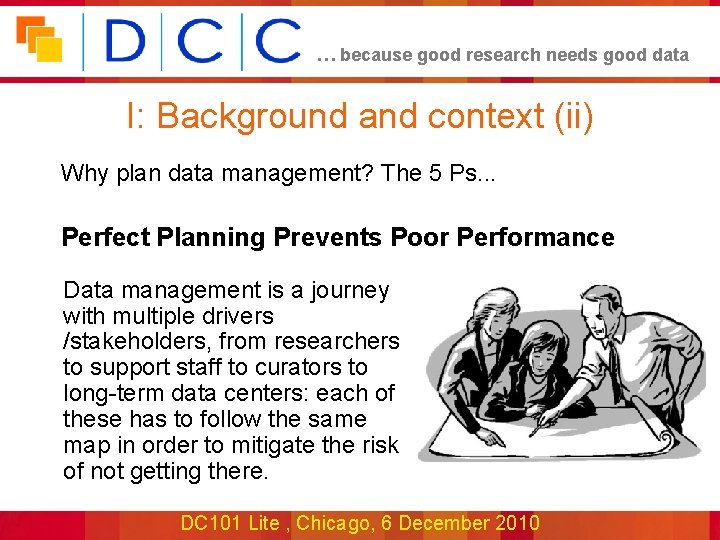 … because good research needs good data I: Background and context (ii) Why plan
