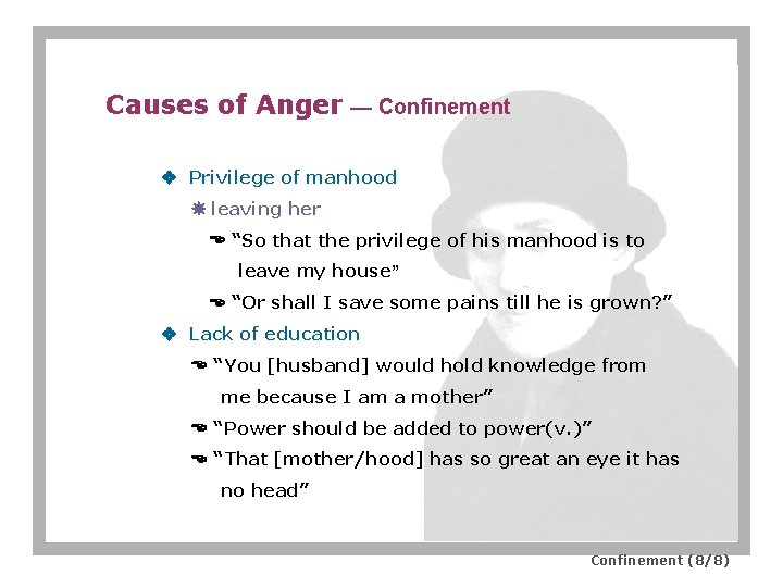 Causes of Anger — Confinement Privilege of manhood leaving her “So that the privilege