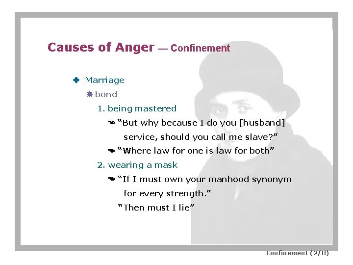 Causes of Anger — Confinement Marriage bond 1. being mastered “But why because I