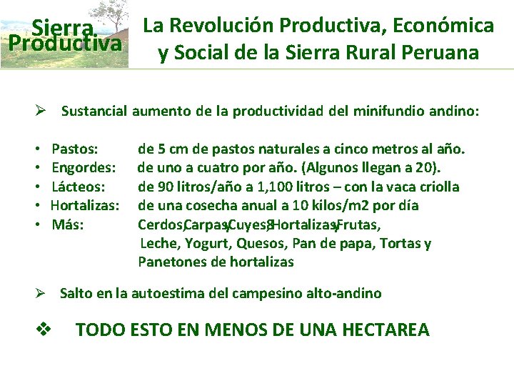 La Revolución Productiva, Económica Sierra Productiva y Social de la Sierra Rural Peruana Ø