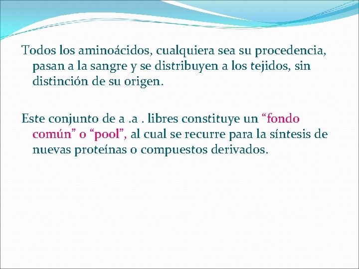 Todos los aminoácidos, cualquiera sea su procedencia, pasan a la sangre y se distribuyen