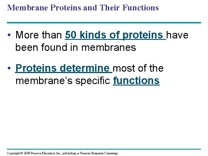 Membrane Proteins and Their Functions • More than 50 kinds of proteins have been