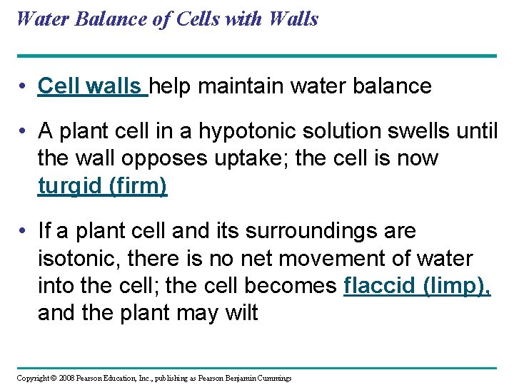 Water Balance of Cells with Walls • Cell walls help maintain water balance •