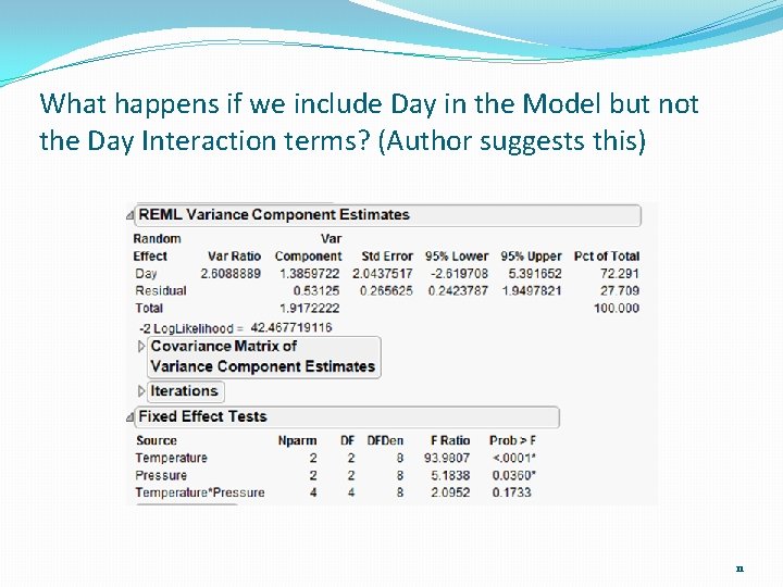 What happens if we include Day in the Model but not the Day Interaction