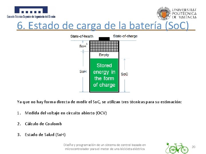 6. Estado de carga de la batería (So. C) Ya que no hay forma